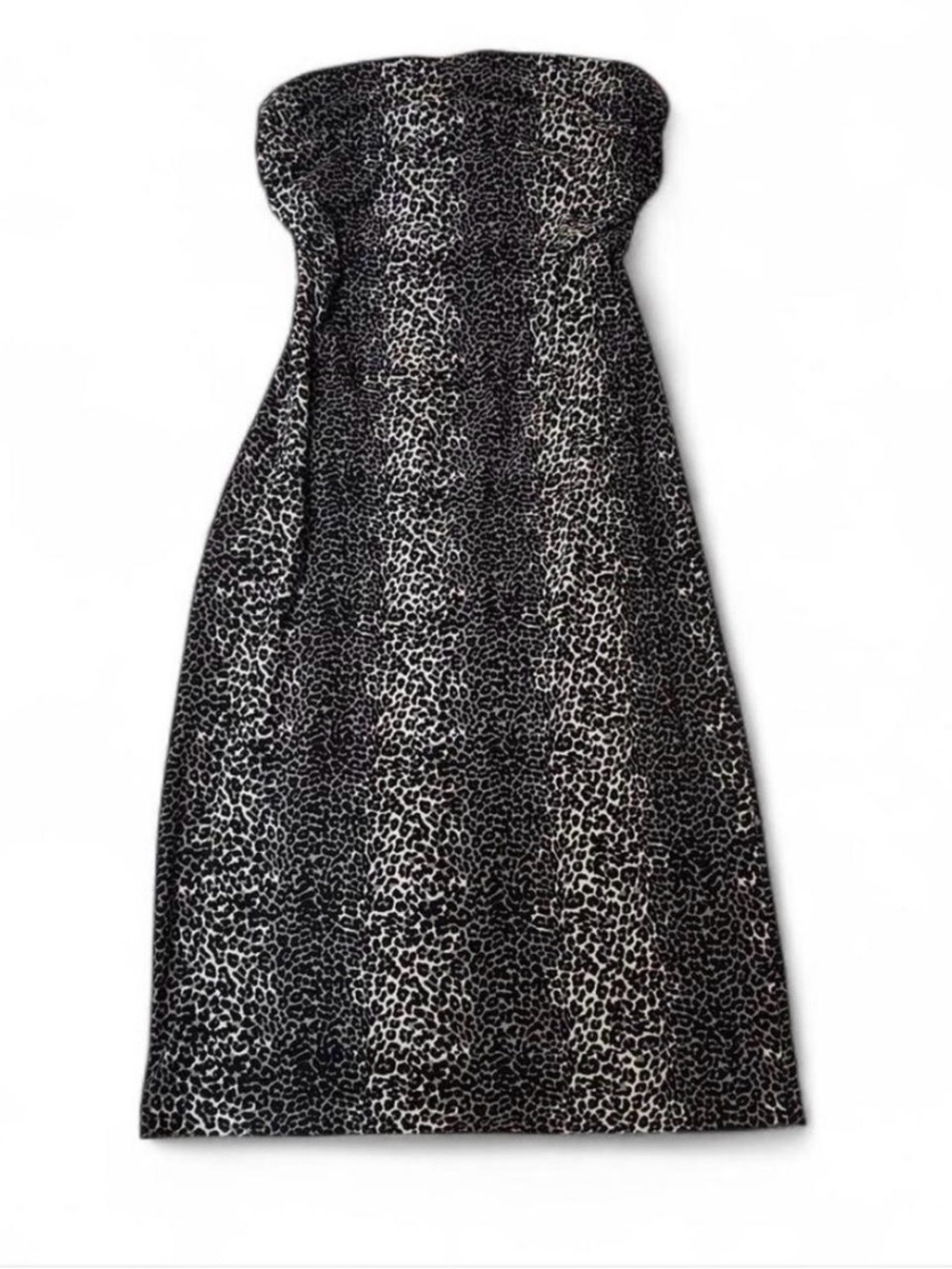 Norma Kamali Strapless Leopard Print Midi Dress
